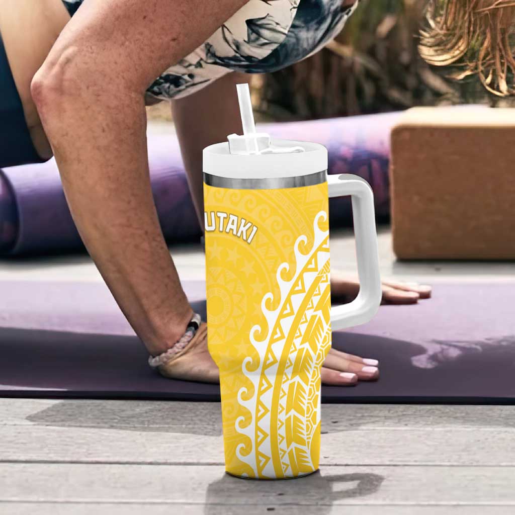 Cook Islands Aitutaki Tumbler With Handle Polynesian Tribal Tattoo