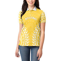Custom Cook Islands Aitutaki Women Polo Shirt Polynesian Tribal Tattoo