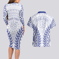 Custom Cook Islands Palmerston Couples Matching Long Sleeve Bodycon Dress and Hawaiian Shirt Polynesian Tribal Tattoo LT05 - Polynesian Pride