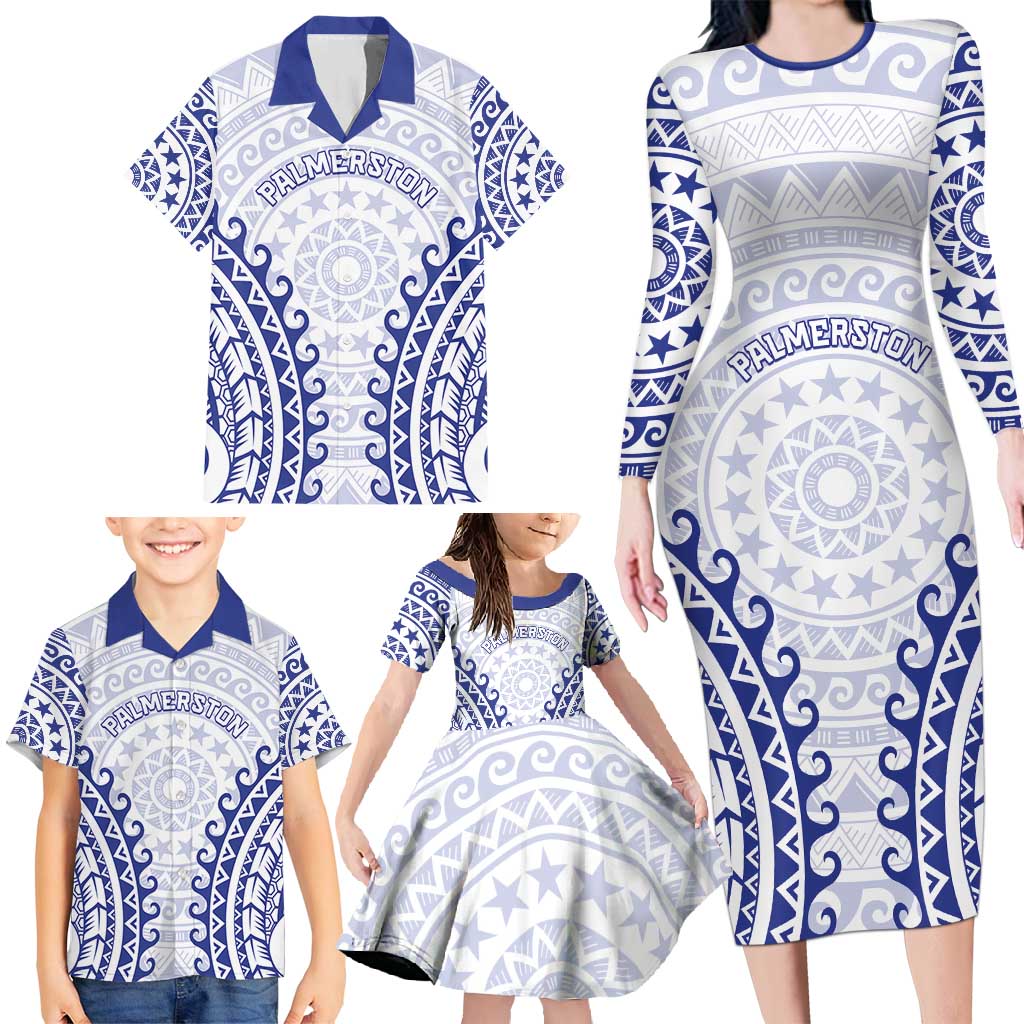 Custom Cook Islands Palmerston Family Matching Long Sleeve Bodycon Dress and Hawaiian Shirt Polynesian Tribal Tattoo LT05 - Polynesian Pride