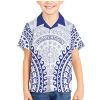 Custom Cook Islands Palmerston Family Matching Mermaid Dress and Hawaiian Shirt Polynesian Tribal Tattoo LT05 Son's Shirt Navy - Polynesian Pride
