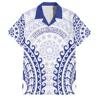 Custom Cook Islands Palmerston Family Matching Off The Shoulder Long Sleeve Dress and Hawaiian Shirt Polynesian Tribal Tattoo LT05 Dad's Shirt - Short Sleeve Navy - Polynesian Pride