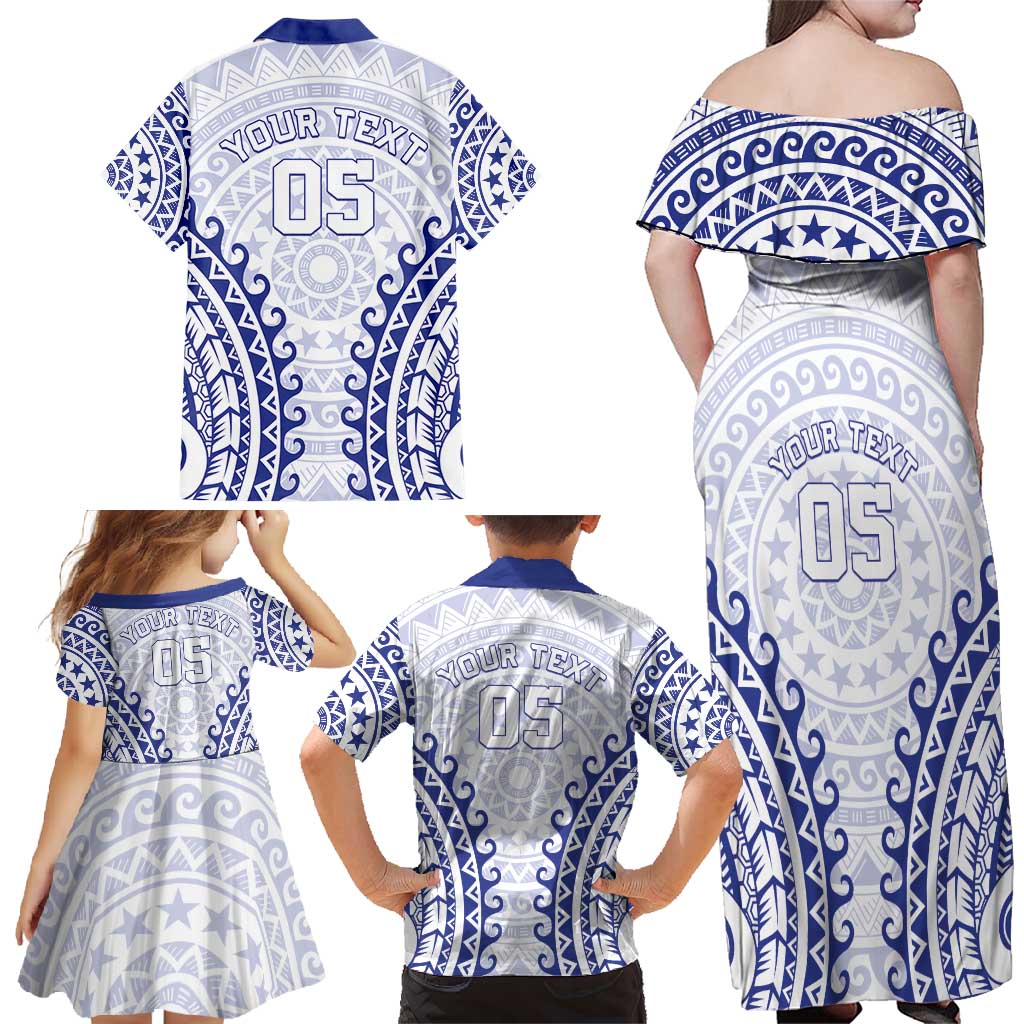 Custom Cook Islands Palmerston Family Matching Off Shoulder Maxi Dress and Hawaiian Shirt Polynesian Tribal Tattoo LT05 - Polynesian Pride