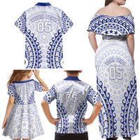 Custom Cook Islands Palmerston Family Matching Off Shoulder Maxi Dress and Hawaiian Shirt Polynesian Tribal Tattoo LT05 - Polynesian Pride
