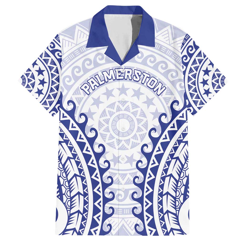 Custom Cook Islands Palmerston Family Matching Off Shoulder Maxi Dress and Hawaiian Shirt Polynesian Tribal Tattoo LT05 Dad's Shirt - Short Sleeve Navy - Polynesian Pride
