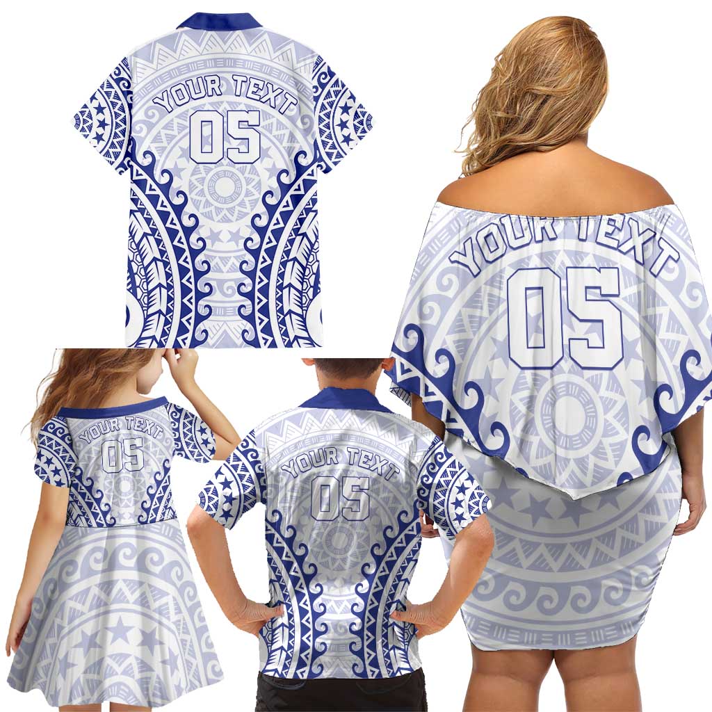 Custom Cook Islands Palmerston Family Matching Off Shoulder Short Dress and Hawaiian Shirt Polynesian Tribal Tattoo LT05 - Polynesian Pride