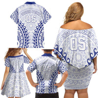 Custom Cook Islands Palmerston Family Matching Off Shoulder Short Dress and Hawaiian Shirt Polynesian Tribal Tattoo LT05 - Polynesian Pride