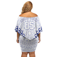 Custom Cook Islands Palmerston Family Matching Off Shoulder Short Dress and Hawaiian Shirt Polynesian Tribal Tattoo LT05 - Polynesian Pride
