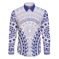 Custom Cook Islands Palmerston Family Matching Puletasi and Hawaiian Shirt Polynesian Tribal Tattoo LT05 Dad's Shirt - Long Sleeve Navy - Polynesian Pride