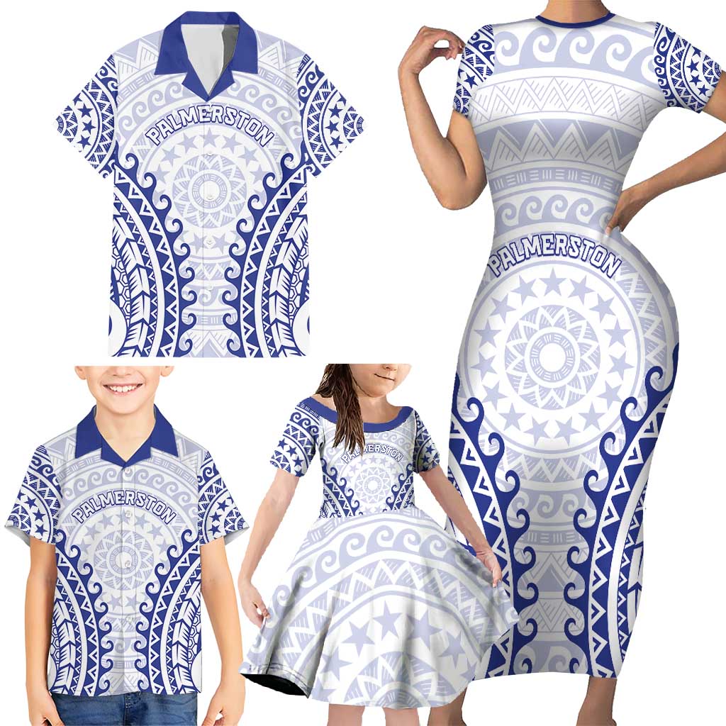 Custom Cook Islands Palmerston Family Matching Short Sleeve Bodycon Dress and Hawaiian Shirt Polynesian Tribal Tattoo LT05 - Polynesian Pride