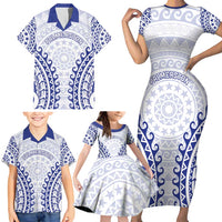 Custom Cook Islands Palmerston Family Matching Short Sleeve Bodycon Dress and Hawaiian Shirt Polynesian Tribal Tattoo LT05 - Polynesian Pride