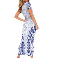 Custom Cook Islands Palmerston Family Matching Short Sleeve Bodycon Dress and Hawaiian Shirt Polynesian Tribal Tattoo LT05 - Polynesian Pride