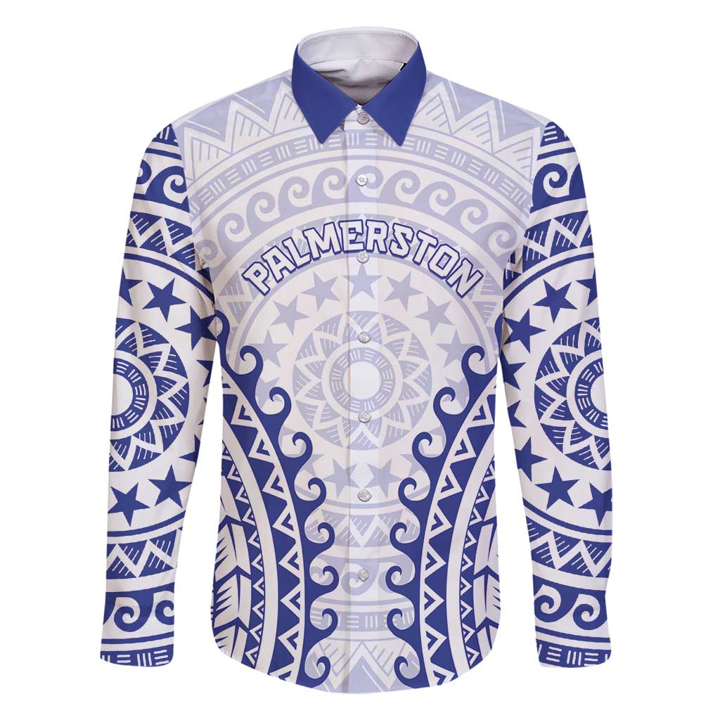 Custom Cook Islands Palmerston Family Matching Summer Maxi Dress and Hawaiian Shirt Polynesian Tribal Tattoo LT05 Dad's Shirt - Long Sleeve Navy - Polynesian Pride