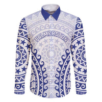 Custom Cook Islands Palmerston Family Matching Tank Maxi Dress and Hawaiian Shirt Polynesian Tribal Tattoo LT05 Dad's Shirt - Long Sleeve Navy - Polynesian Pride