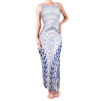 Custom Cook Islands Palmerston Family Matching Tank Maxi Dress and Hawaiian Shirt Polynesian Tribal Tattoo LT05 Mom's Dress Navy - Polynesian Pride