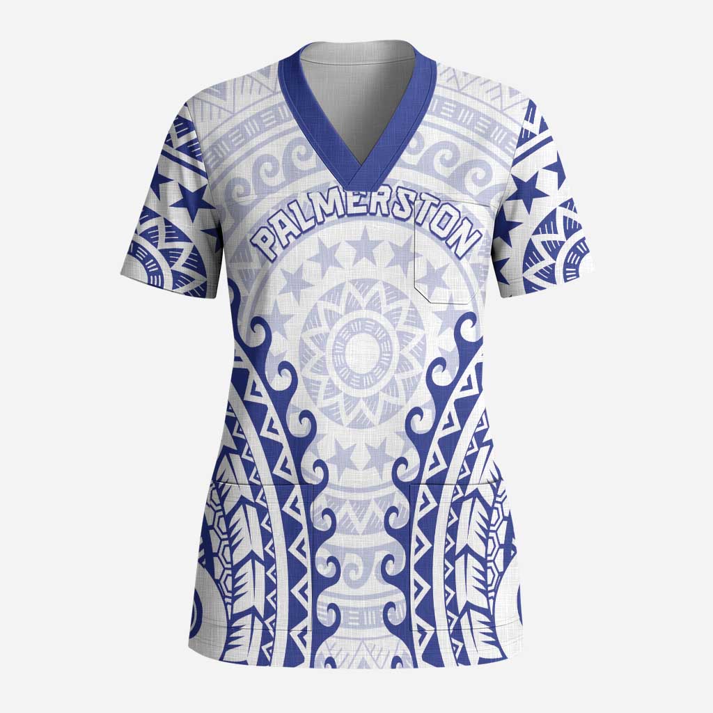 Custom Cook Islands Palmerston Scrub Top Polynesian Tribal Tattoo - Polynesian Pride
