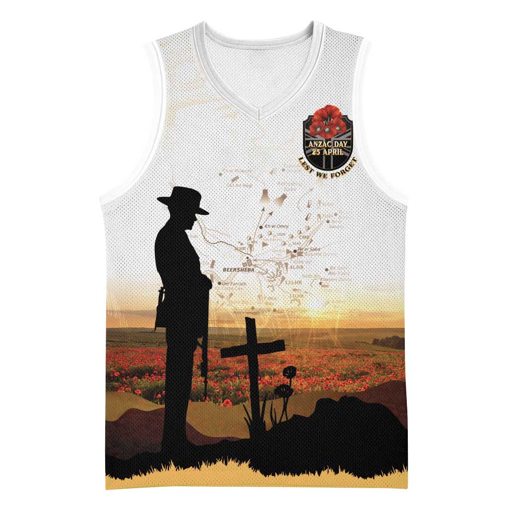 Australia And New Zealand ANZAC Day Basketball Jersey Battle Of Beersheba LT05 Unisex Beige - Polynesian Pride