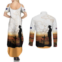 Australia And New Zealand ANZAC Day Couples Matching Summer Maxi Dress and Long Sleeve Button Shirt Battle Of Beersheba LT05 - Polynesian Pride