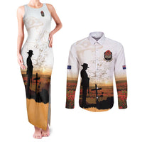 Australia And New Zealand ANZAC Day Couples Matching Tank Maxi Dress and Long Sleeve Button Shirt Battle Of Beersheba LT05 Beige - Polynesian Pride
