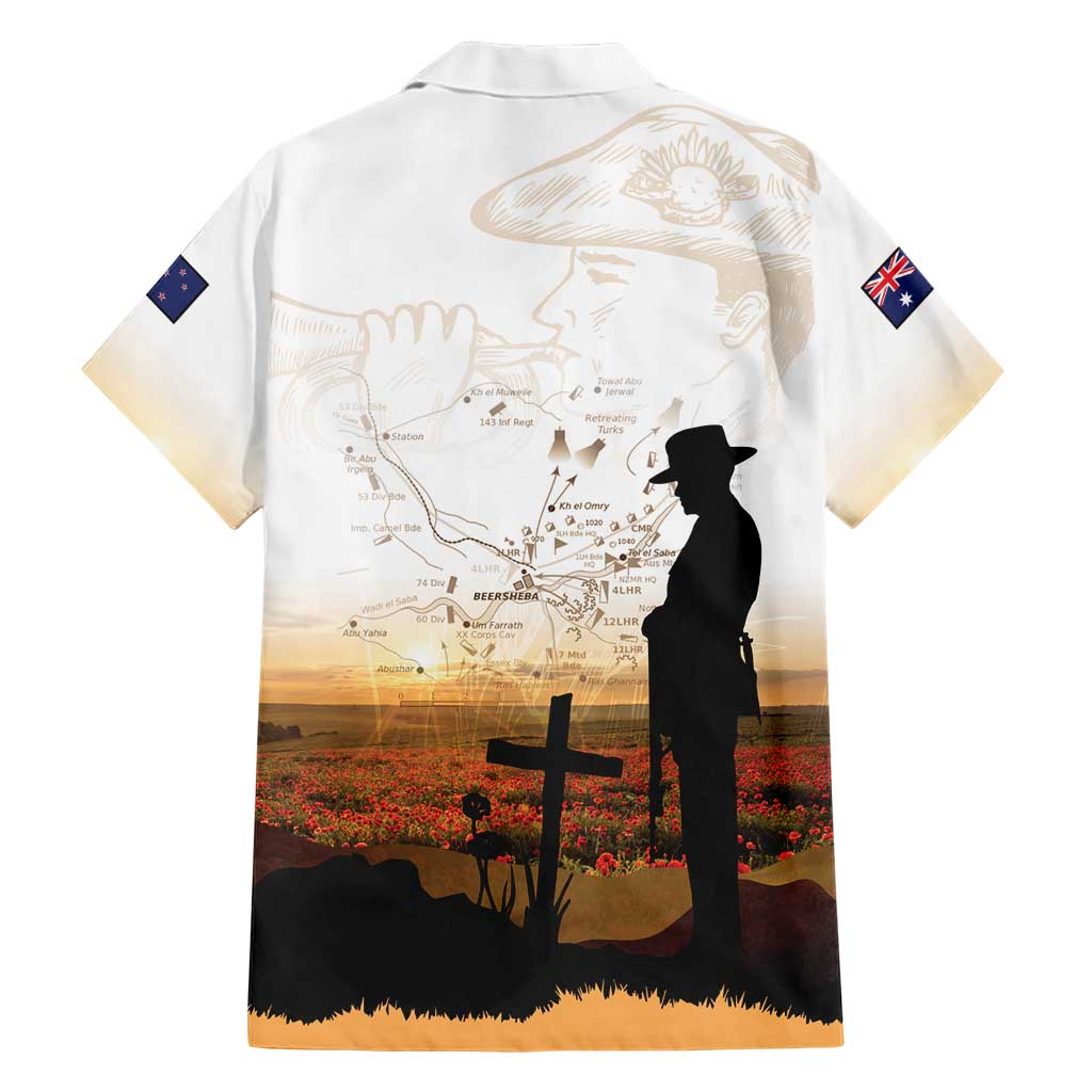 Australia And New Zealand ANZAC Day Family Matching Off The Shoulder Long Sleeve Dress and Hawaiian Shirt Battle Of Beersheba LT05 - Polynesian Pride