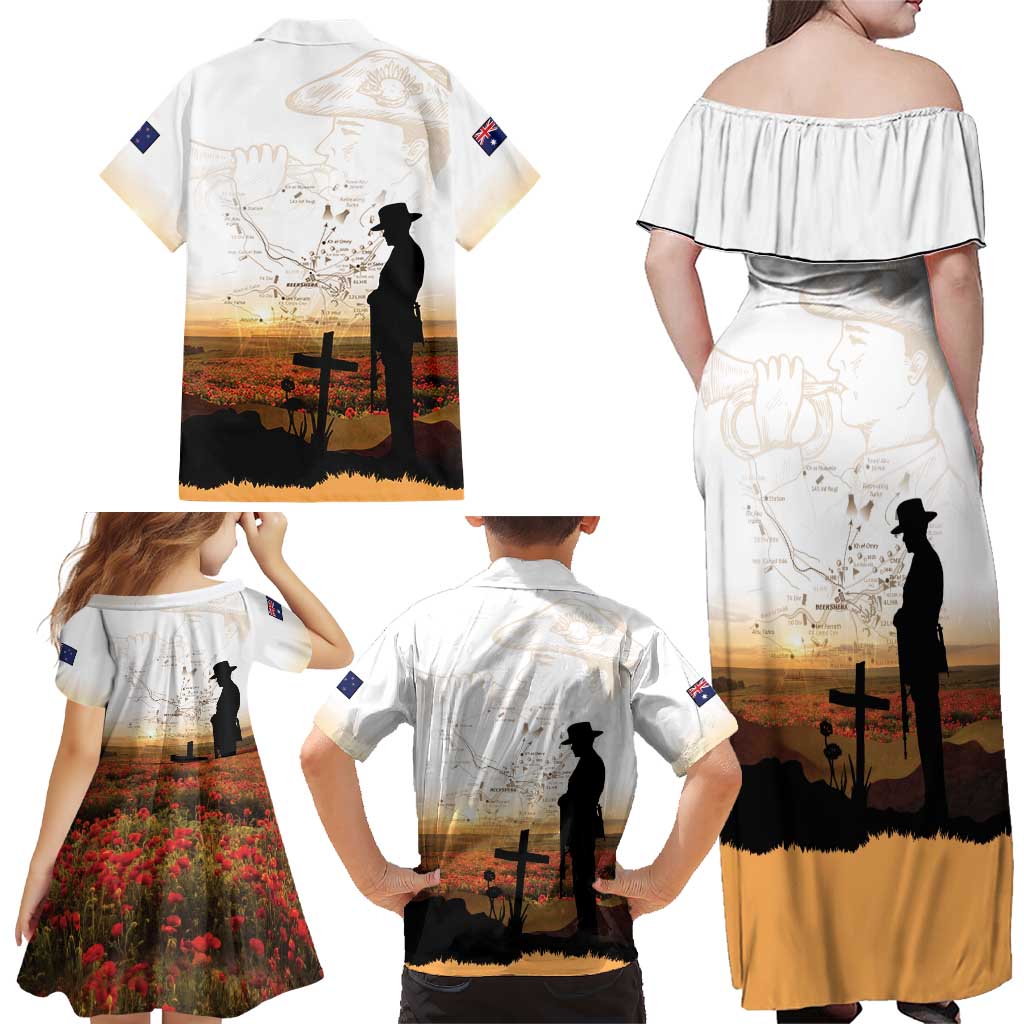 Australia And New Zealand ANZAC Day Family Matching Off Shoulder Maxi Dress and Hawaiian Shirt Battle Of Beersheba LT05 - Polynesian Pride