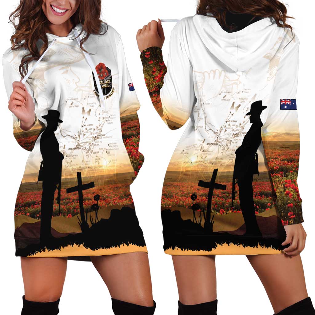 Australia And New Zealand ANZAC Day Hoodie Dress Battle Of Beersheba LT05 - Polynesian Pride