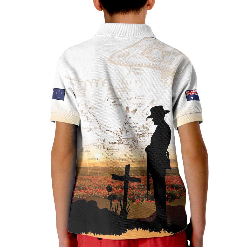 Australia And New Zealand ANZAC Day Kid Polo Shirt Battle Of Beersheba LT05 - Polynesian Pride