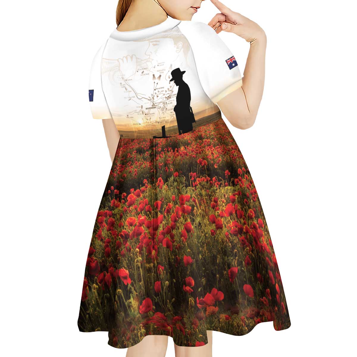Australia And New Zealand ANZAC Day Kid Short Sleeve Dress Battle Of Beersheba LT05 - Polynesian Pride