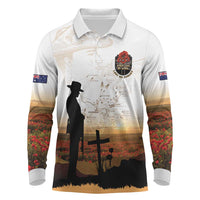 Australia And New Zealand ANZAC Day Long Sleeve Polo Shirt Battle Of Beersheba LT05 Beige - Polynesian Pride