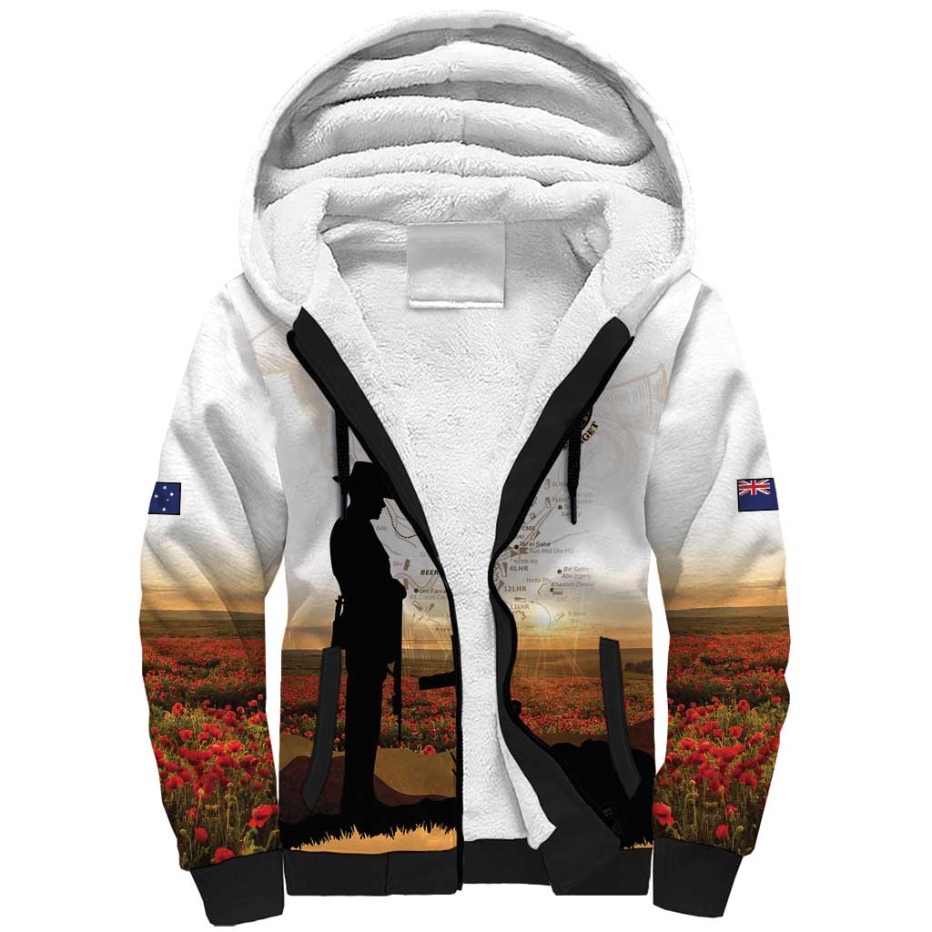 Australia And New Zealand ANZAC Day Sherpa Hoodie Battle Of Beersheba LT05 Unisex Beige - Polynesian Pride