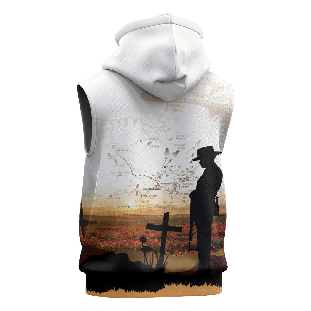 Australia And New Zealand ANZAC Day Sleeveless Zip Hoodie Battle Of Beersheba LT05 - Polynesian Pride
