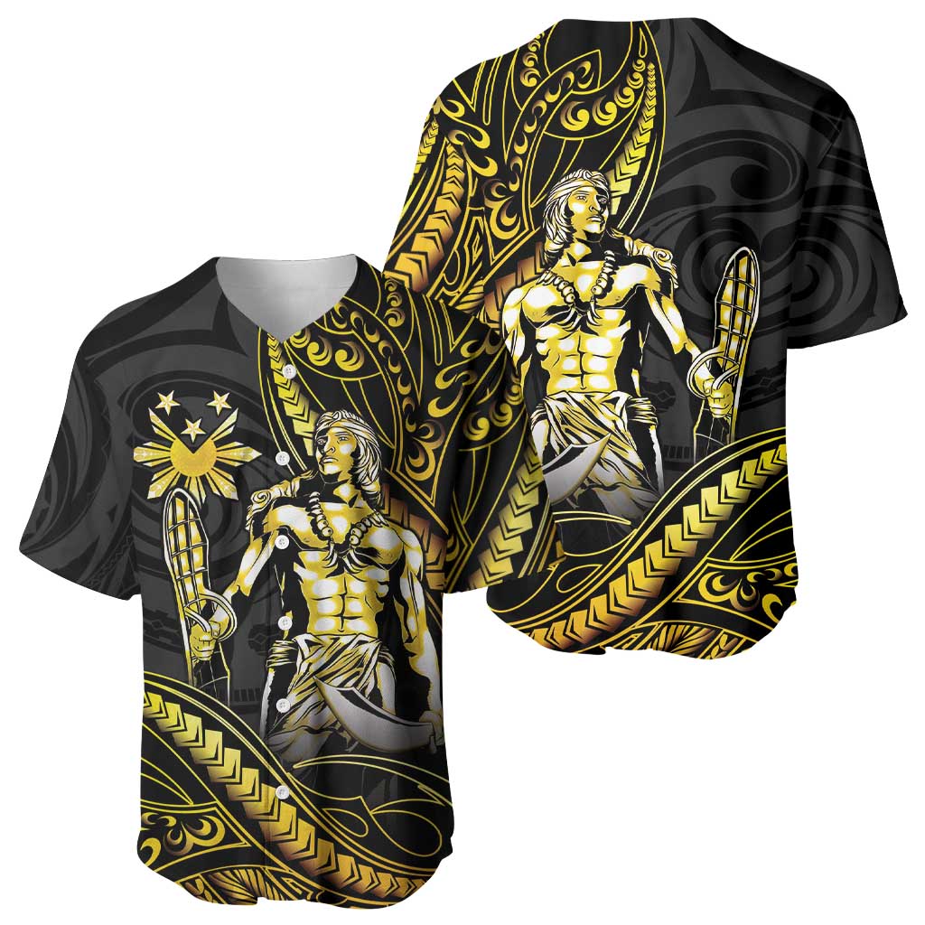 Filipinos Lapu Lapu Hero Baseball Jersey Gold Polynesian Tribal Tattoo
