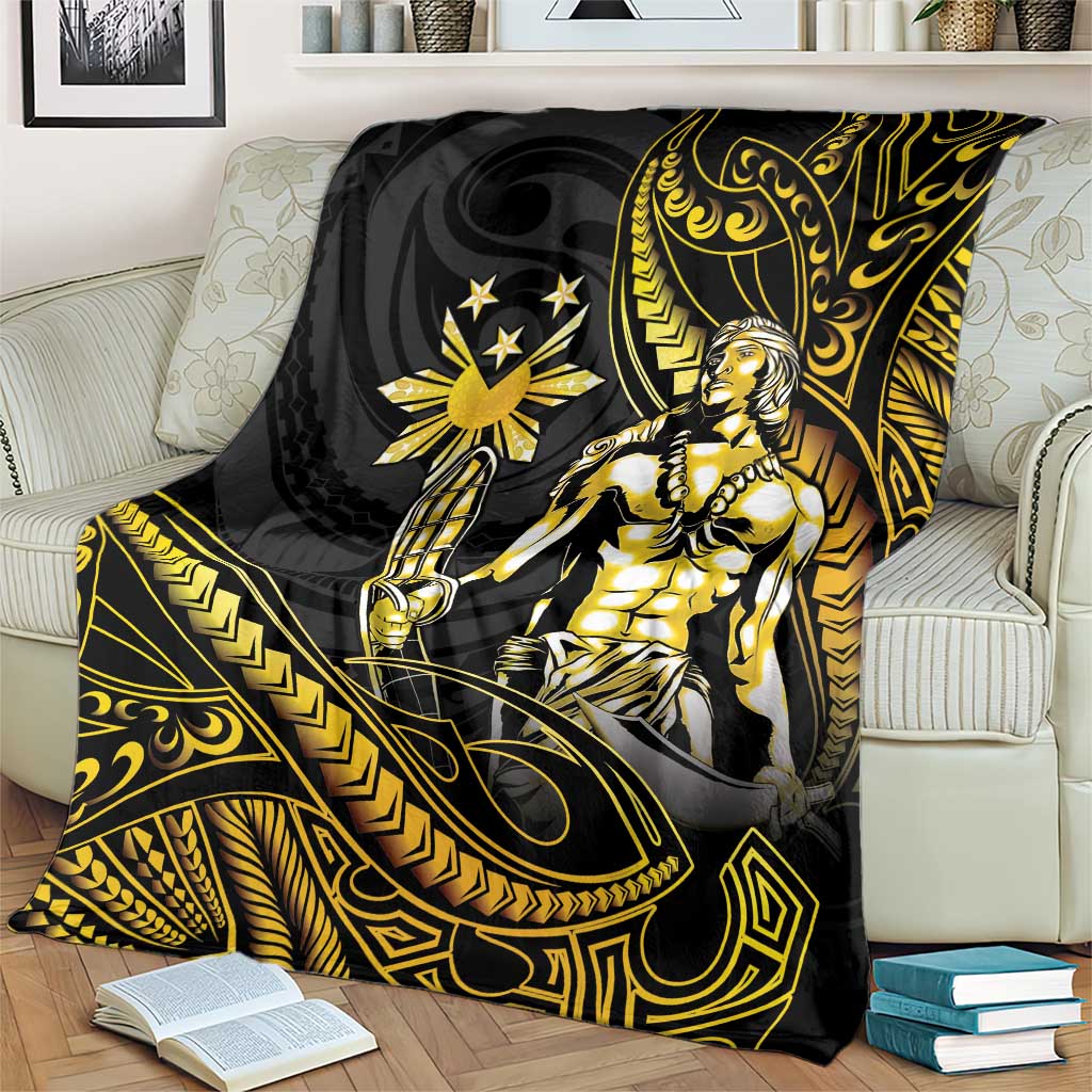 Filipinos Lapu Lapu Hero Blanket Gold Polynesian Tribal Tattoo