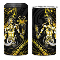 Filipinos Lapu Lapu Hero 4 in 1 Can Cooler Tumbler Gold Polynesian Tribal Tattoo