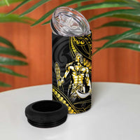 Filipinos Lapu Lapu Hero 4 in 1 Can Cooler Tumbler Gold Polynesian Tribal Tattoo
