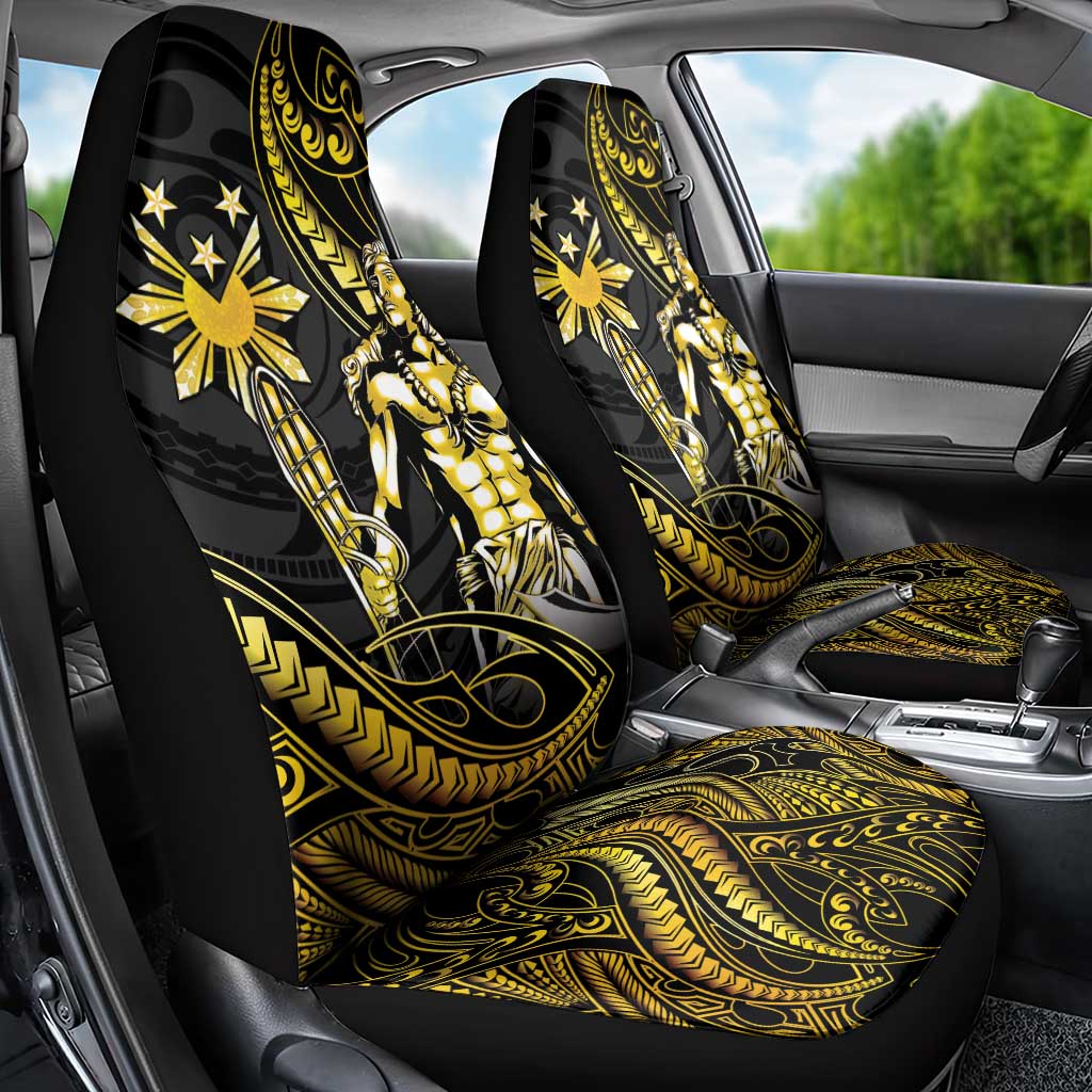 Filipinos Lapu Lapu Hero Car Seat Cover Gold Polynesian Tribal Tattoo