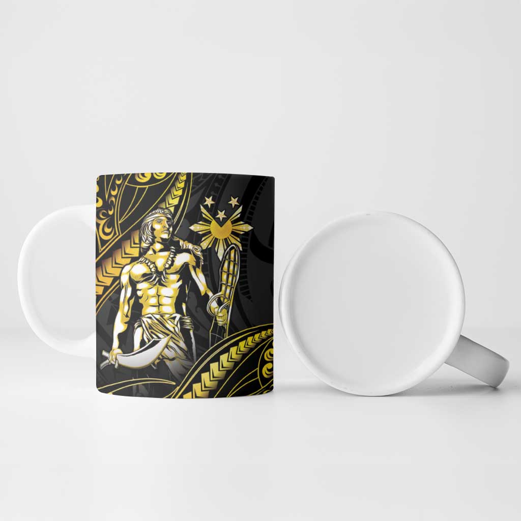 Filipinos Lapu Lapu Hero Ceramic Mug Gold Polynesian Tribal Tattoo