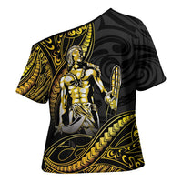 Filipinos Lapu Lapu Hero Cross Shoulder Shirt Gold Polynesian Tribal Tattoo
