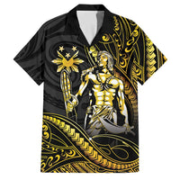 Filipinos Lapu Lapu Hero Family Matching Long Sleeve Bodycon Dress and Hawaiian Shirt Gold Polynesian Tribal Tattoo LT05 Dad's Shirt - Short Sleeve Gold - Polynesian Pride