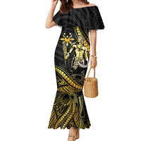 Filipinos Lapu Lapu Hero Family Matching Mermaid Dress and Hawaiian Shirt Gold Polynesian Tribal Tattoo LT05 Mom's Dress Gold - Polynesian Pride