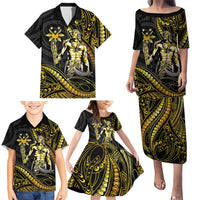 Filipinos Lapu Lapu Hero Family Matching Puletasi and Hawaiian Shirt Gold Polynesian Tribal Tattoo LT05 - Polynesian Pride