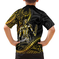 Filipinos Lapu Lapu Hero Family Matching Summer Maxi Dress and Hawaiian Shirt Gold Polynesian Tribal Tattoo LT05 - Polynesian Pride