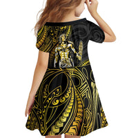 Filipinos Lapu Lapu Hero Family Matching Summer Maxi Dress and Hawaiian Shirt Gold Polynesian Tribal Tattoo LT05 - Polynesian Pride