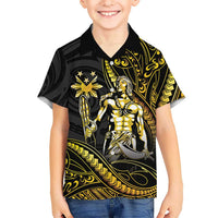 Filipinos Lapu Lapu Hero Family Matching Summer Maxi Dress and Hawaiian Shirt Gold Polynesian Tribal Tattoo LT05 Son's Shirt Gold - Polynesian Pride