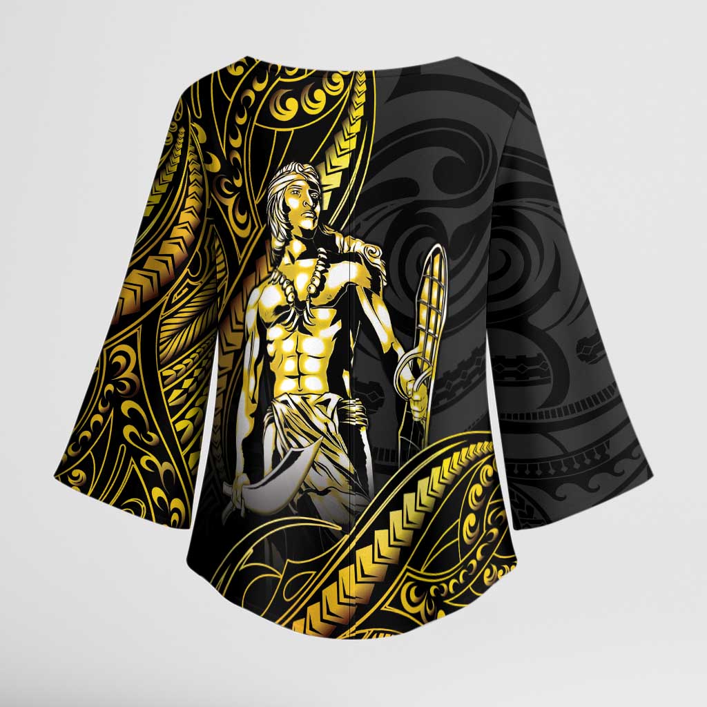 Filipinos Lapu Lapu Hero Kimono Sleeve Blouse Gold Polynesian Tribal Tattoo
