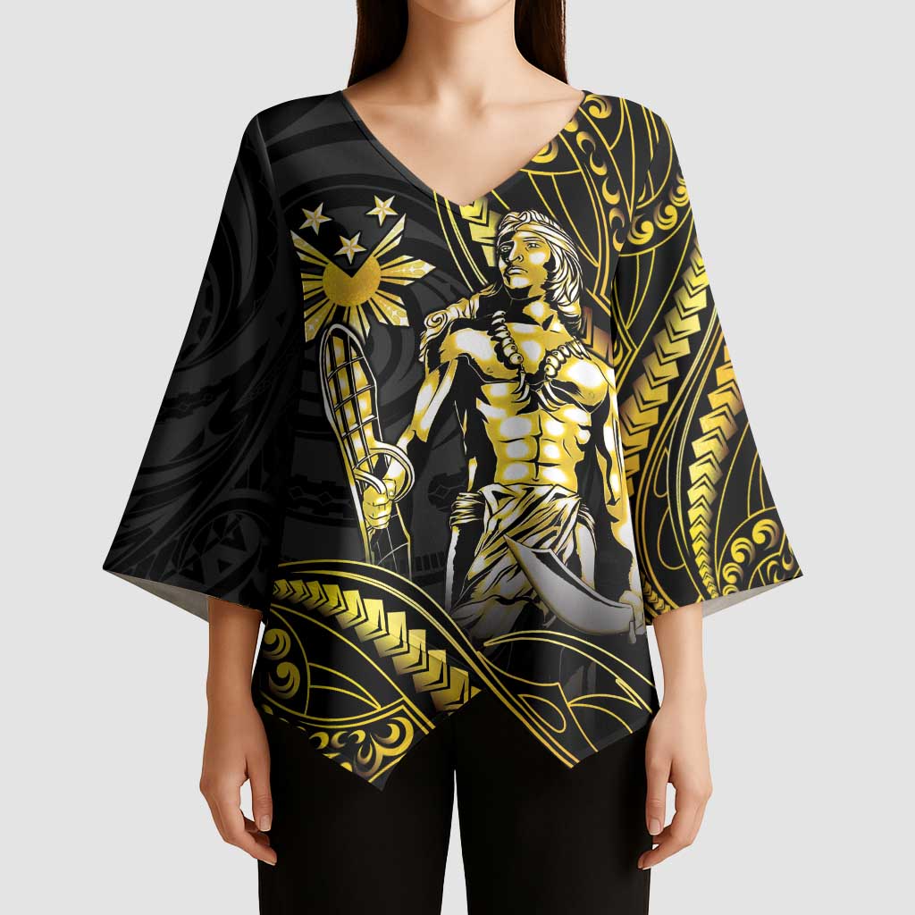 Filipinos Lapu Lapu Hero Kimono Sleeve Blouse Gold Polynesian Tribal Tattoo