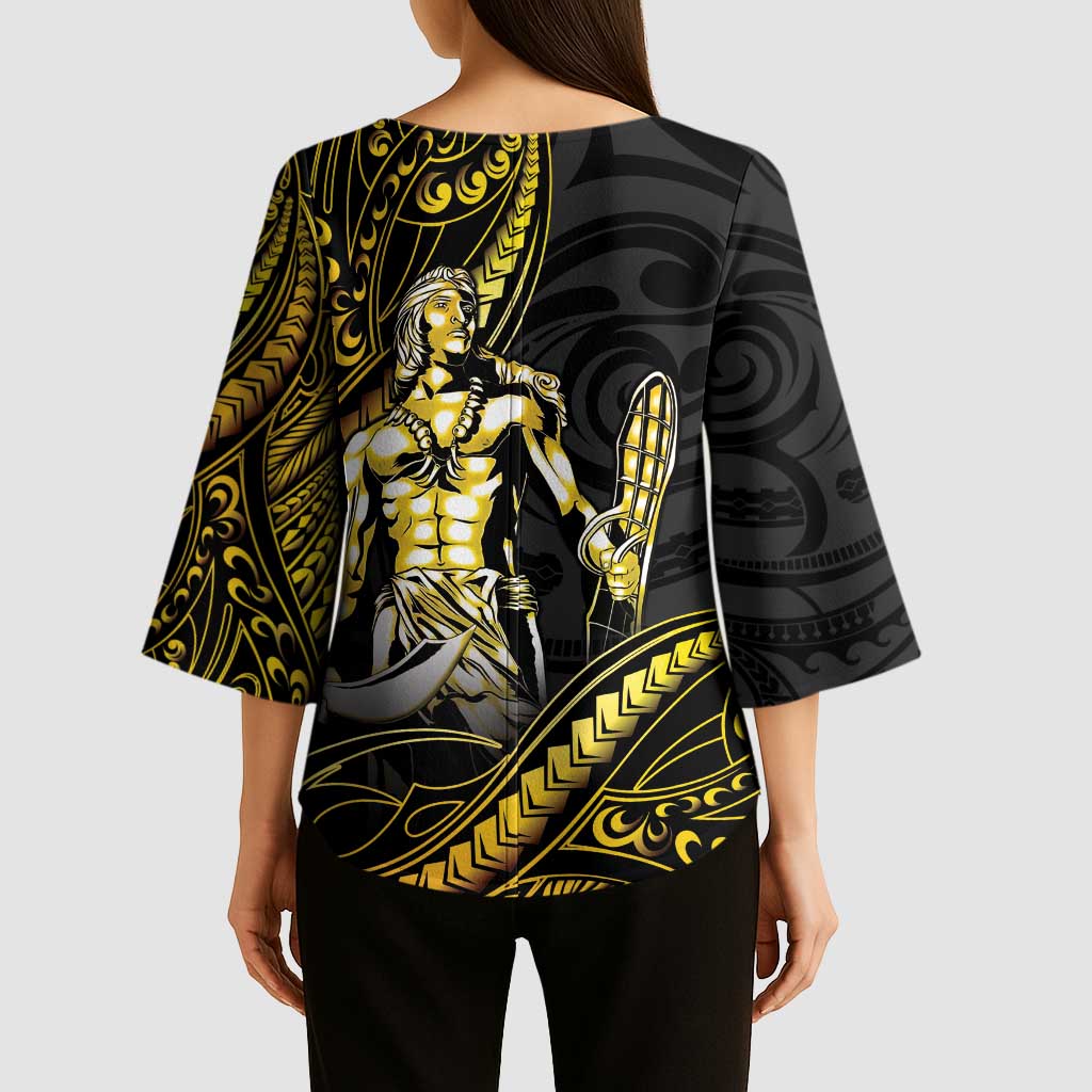 Filipinos Lapu Lapu Hero Kimono Sleeve Blouse Gold Polynesian Tribal Tattoo