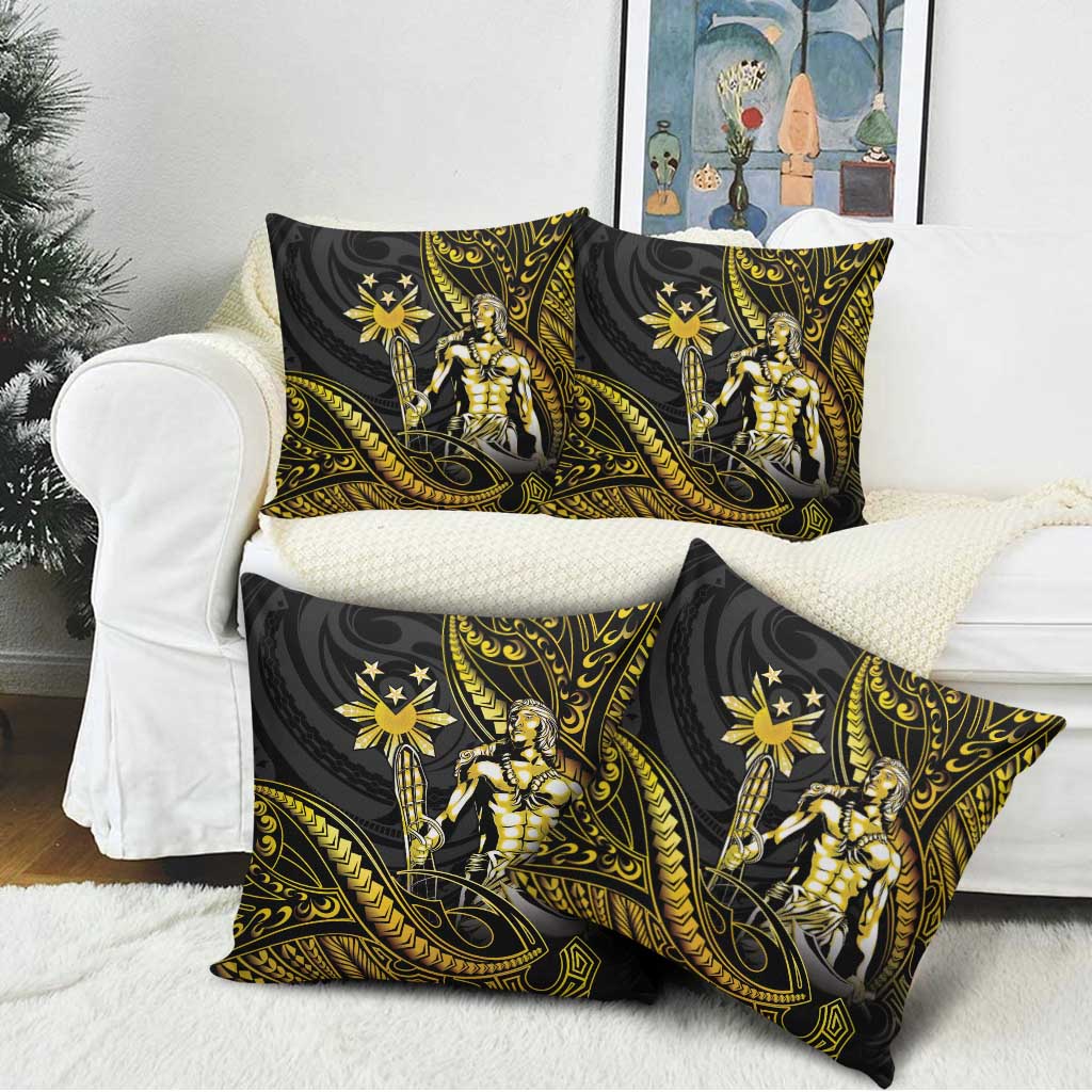 Filipinos Lapu Lapu Hero Pillow Cover Gold Polynesian Tribal Tattoo