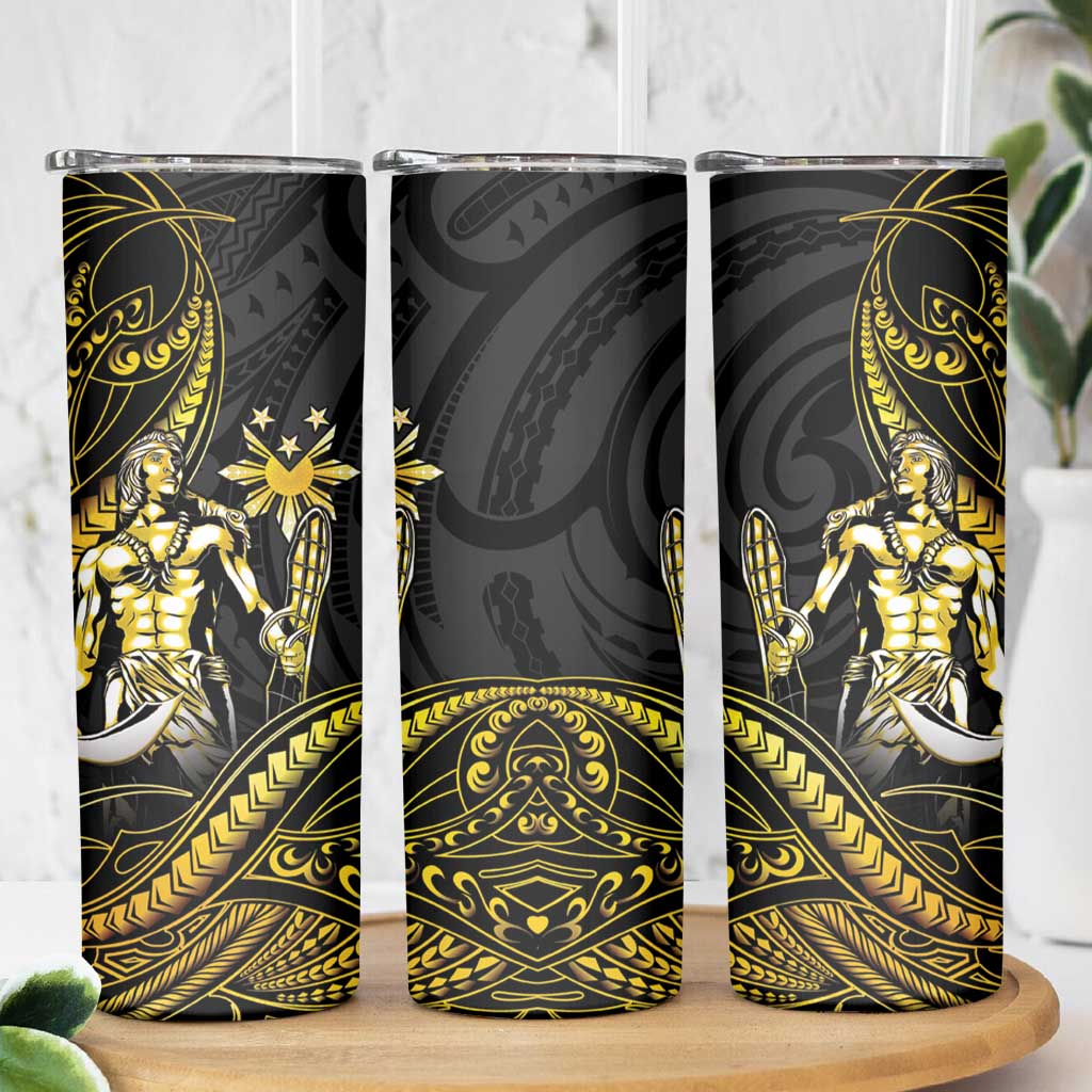 Filipinos Lapu Lapu Hero Skinny Tumbler Gold Polynesian Tribal Tattoo LT05 - Polynesian Pride