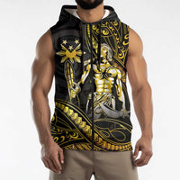 Filipinos Lapu Lapu Hero Sleeveless Zip Hoodie Gold Polynesian Tribal Tattoo